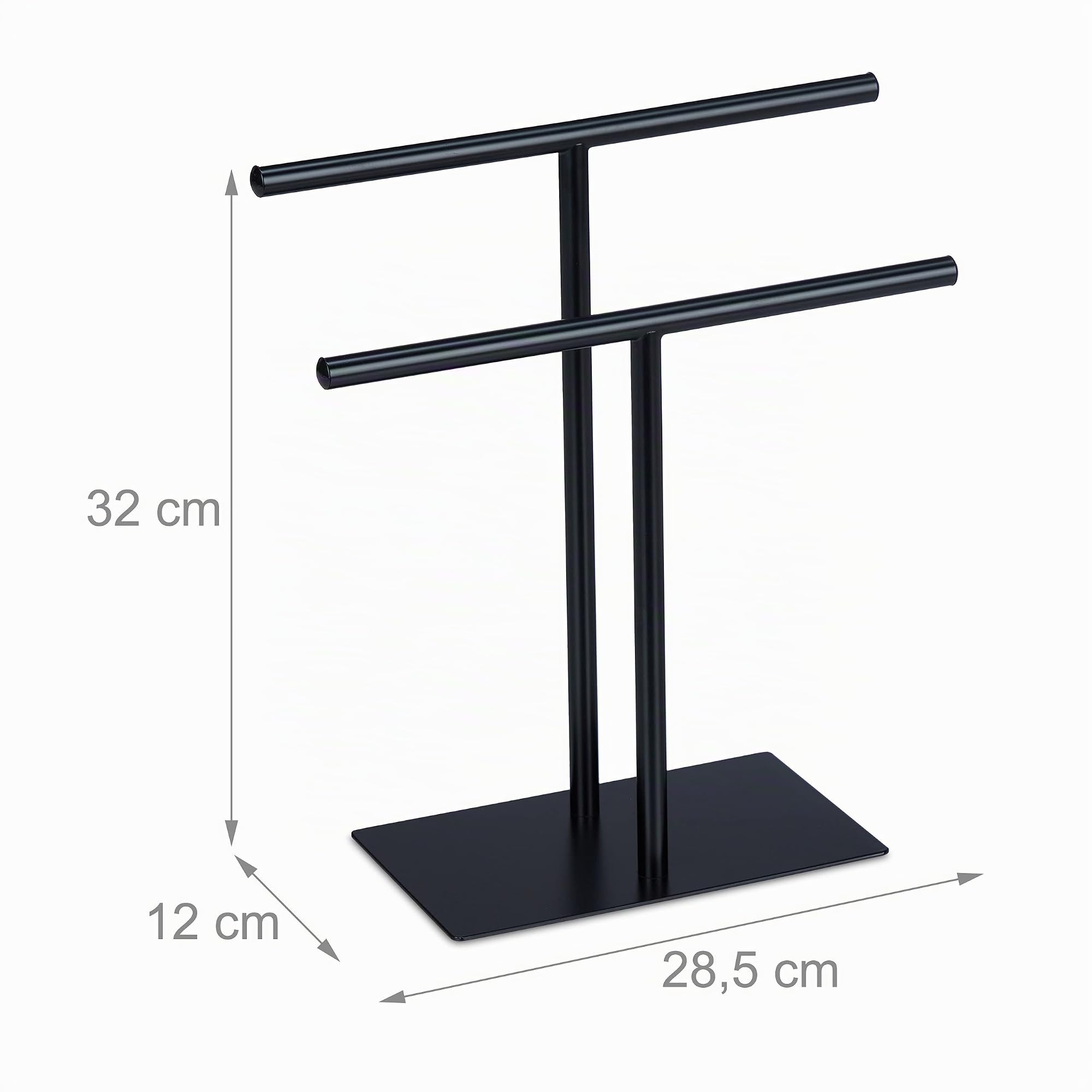 Relaxdays Porte-Serviettes, Deux Barres, H x L x P : 31 x 28,5 x 12 cm, pour la Salle de Bain et la Cuisine, Noir