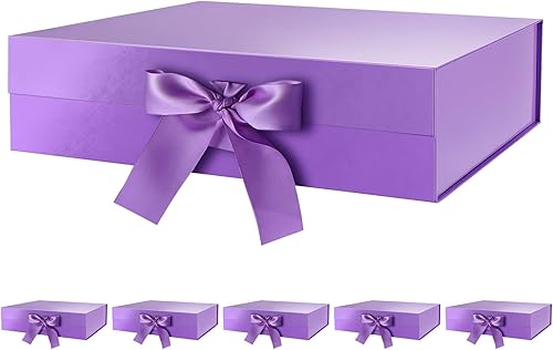 Vista 50 de GREEN BEAN 6 cajas de regalo grandes con tapas para regalos de 13 x 9.7 x 3.4 pulgadas, caja de regalo magnética verde de Navidad con cinta, caja