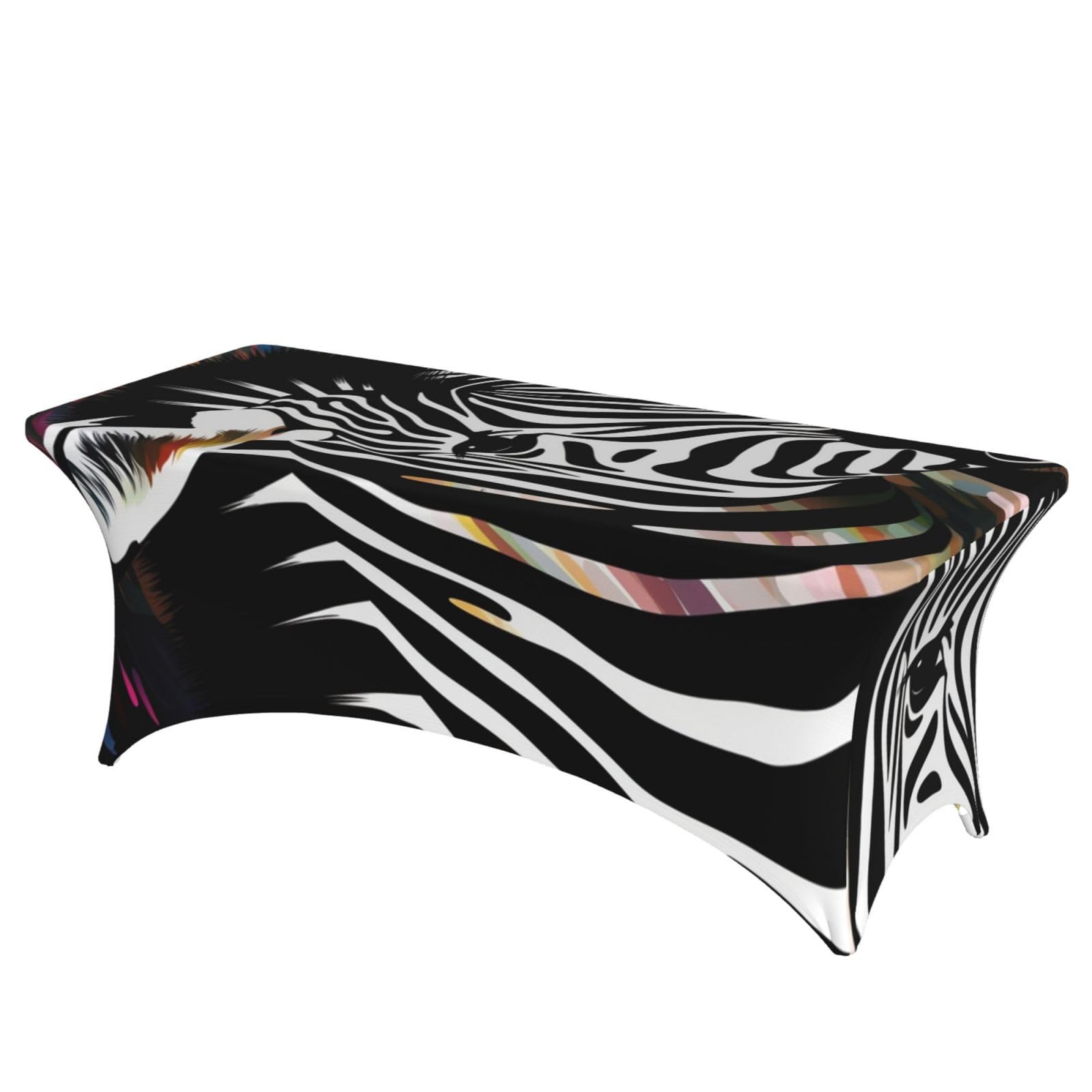 Nappe de table extensible rectangulaire à motif zèbre abstrait en élasthanne pour réception
