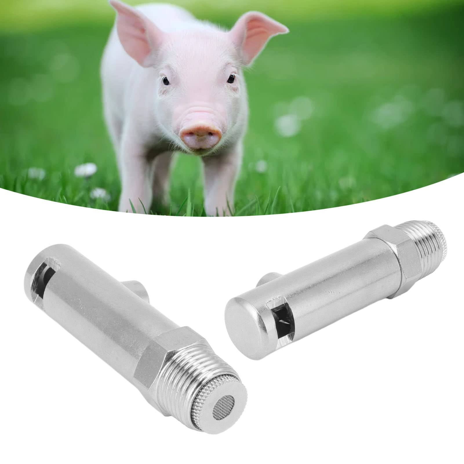 2 Stück Schweine-Nippel-Wassertränke, Schweine-Nippel-Wassertränke, Automatische Nippeltränke aus Edelstahl, Gleichmäßiges Wasservolumen