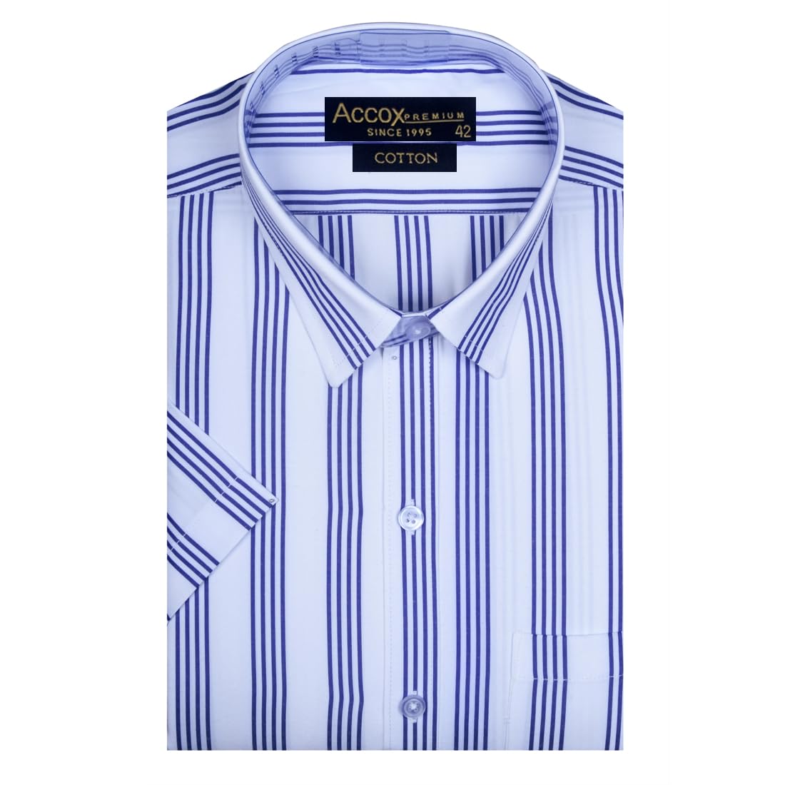 accox Men's Cotton Half Sleeves Striped Checkred Regular Fit Formal Shirt for Men(GCR275)-picture-11