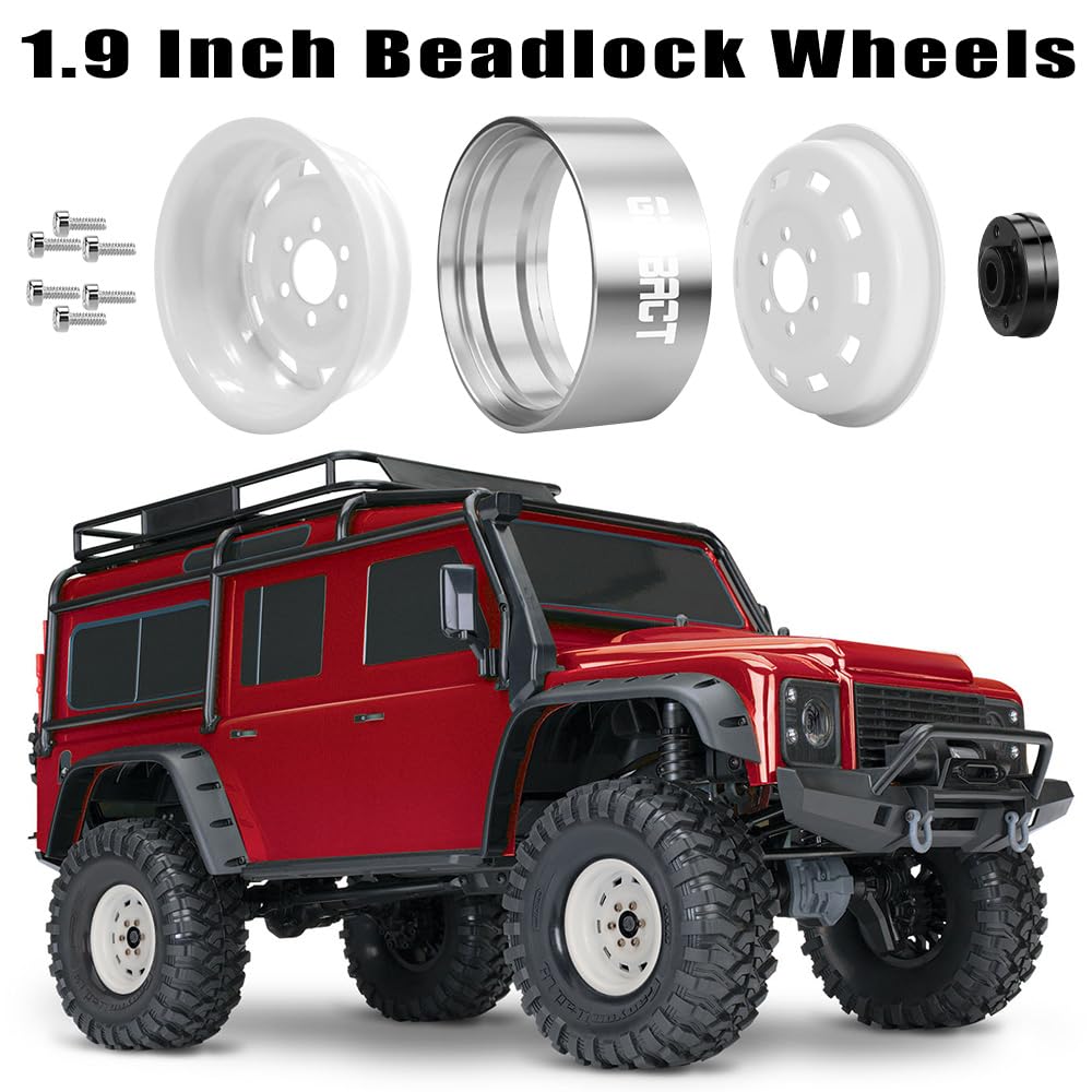 1.9" Beadlock Rims For 1/10 RC Crawler – Metal Alloy, 12mm Hex, Fits Traxxas TRX4, Axial SCX10, Redcat, 4PCS (Red) - View #9