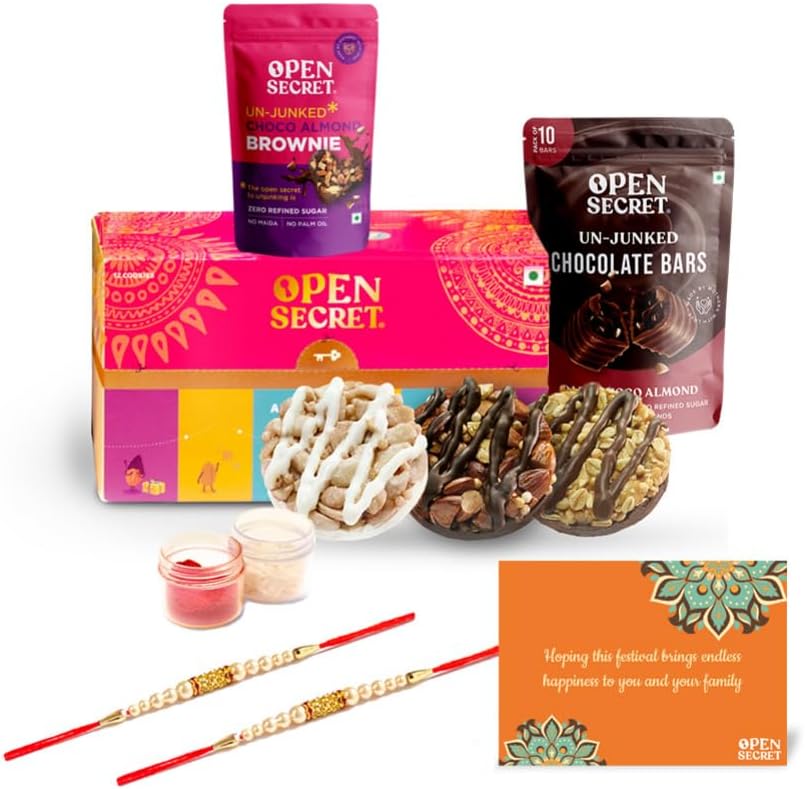 Open Secret Holi Gift Box | Combo of 11 | Gift Hamper, Cookies, Chocolate Bar, Brownie, Holi Gift Hampers, Gift Set, Corporate Gifts for Employees with Greeting Card