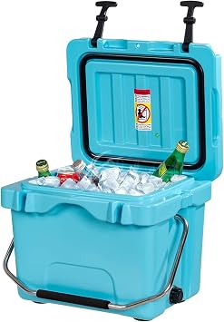DORTALA 16 Quart Cooler, Heavy Duty Ice Chest with Handle, Drain Plug & 2 Cup Holders, 3-5 Day Ice Retention, Portable Ice Cooler Ideal for Camping, Travel, Fishing &Activities