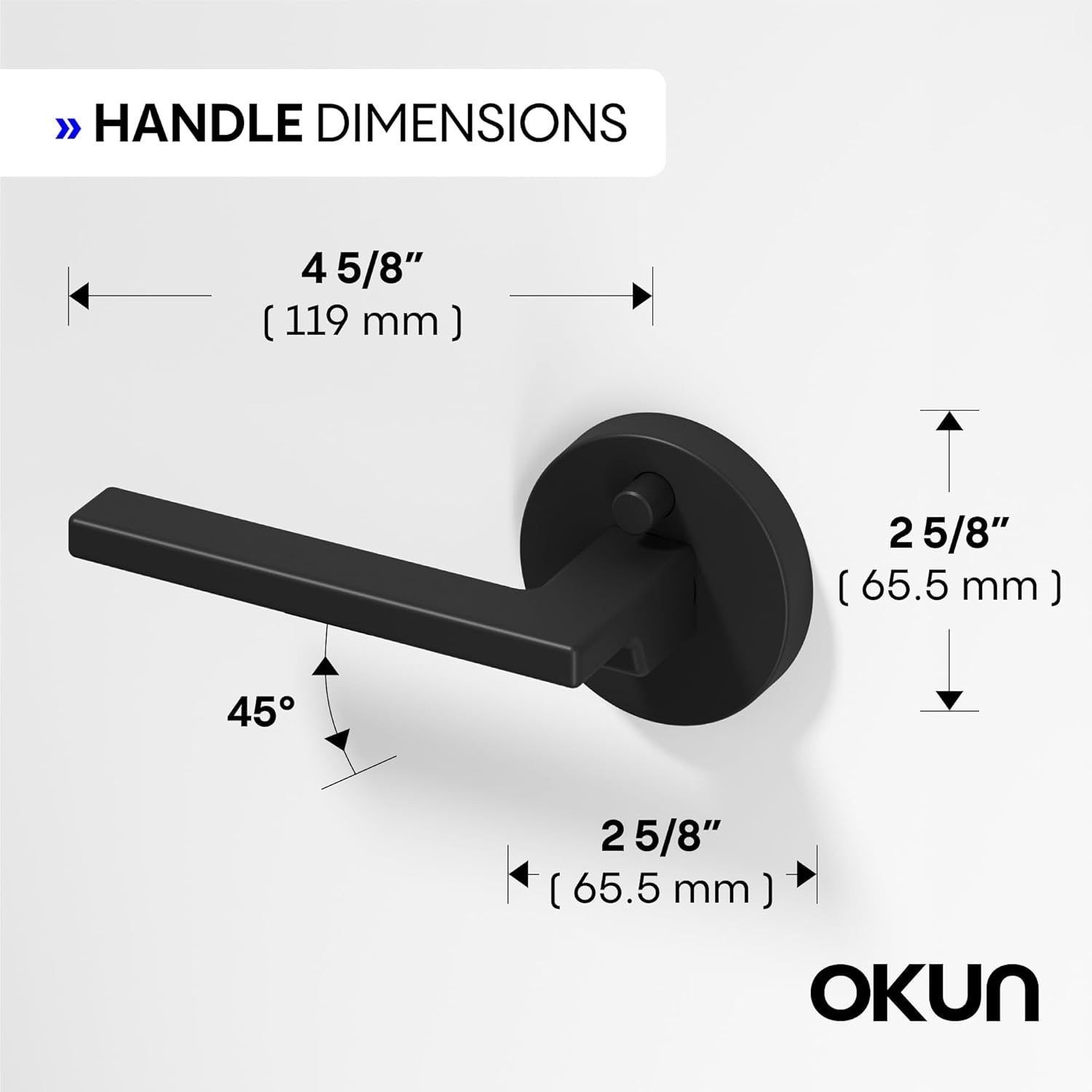 Okun Dune 1-Pack Matte Black Privacy Door Levers – Push Button Lock, Reversible, Sleek Concealed-Mount Design for Bedroom & Bathroom