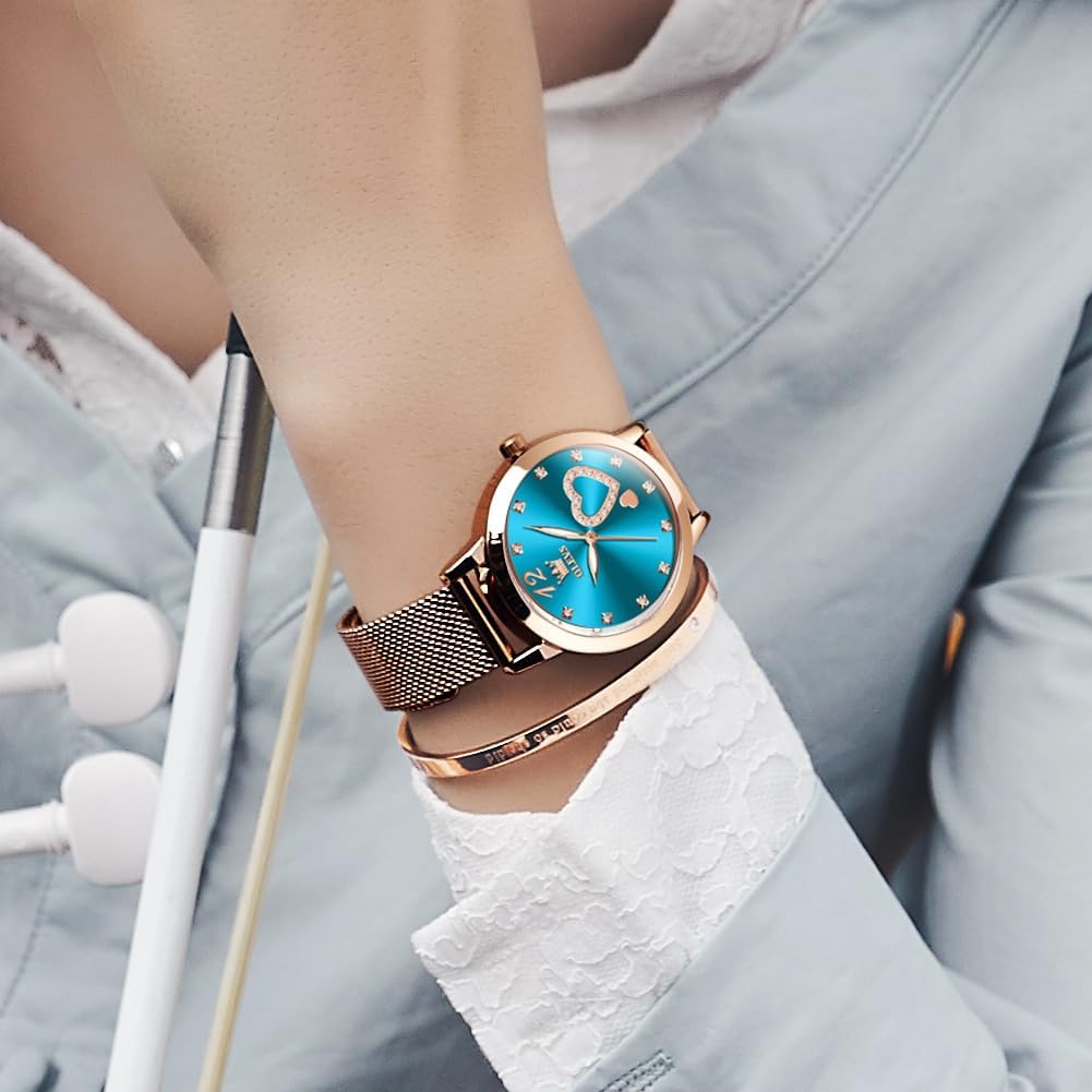 OLEVS Women's Watch Rose Gold with Heart Diamond Armenia Ubuy