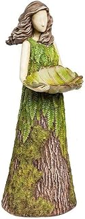 AYNEFY Fairy Garden Statue with Bird Feeder,Lawn Decoration Ornaments Bird Bath Birdbaths Bird Feeder Waterer Tray Garden Art Sculptures for Outdoor Courtyard Yard Decor