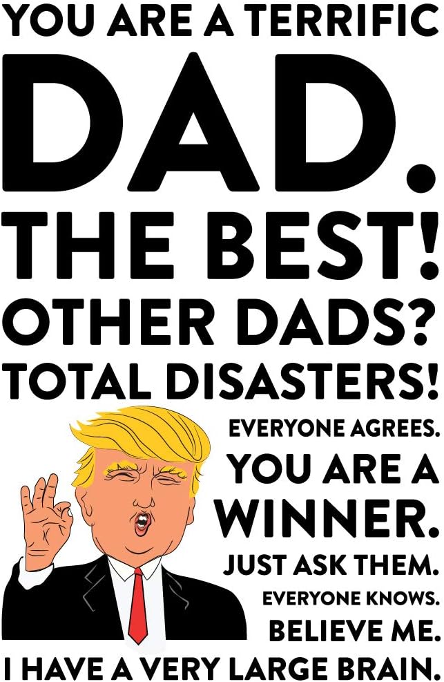 Andaz Press Funny President Donald Trump 11oz. Coffee Mug Gift, Terrific Dad, 1-Pack, Hot Chocolate Christmas Birthday Drinking Cup Republican Political Satire for Family in Laws