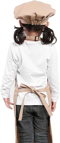 Miniatura 6 de Juego de delantal infantil con gorro de chef ajustable, para niños y niñas de 6 a 14 años, con bolsillo grande para cocinar, hornear, pintar.