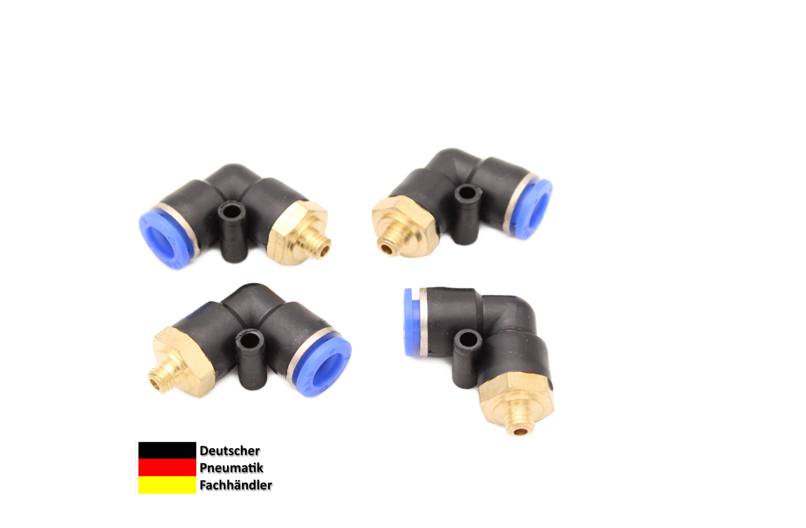 Lot De 4 Raccords Coudés Pneumatiques 90° 1/8" Vers 6 Mm - Laiton, Push-in, Pour Systèmes Air Comprimé