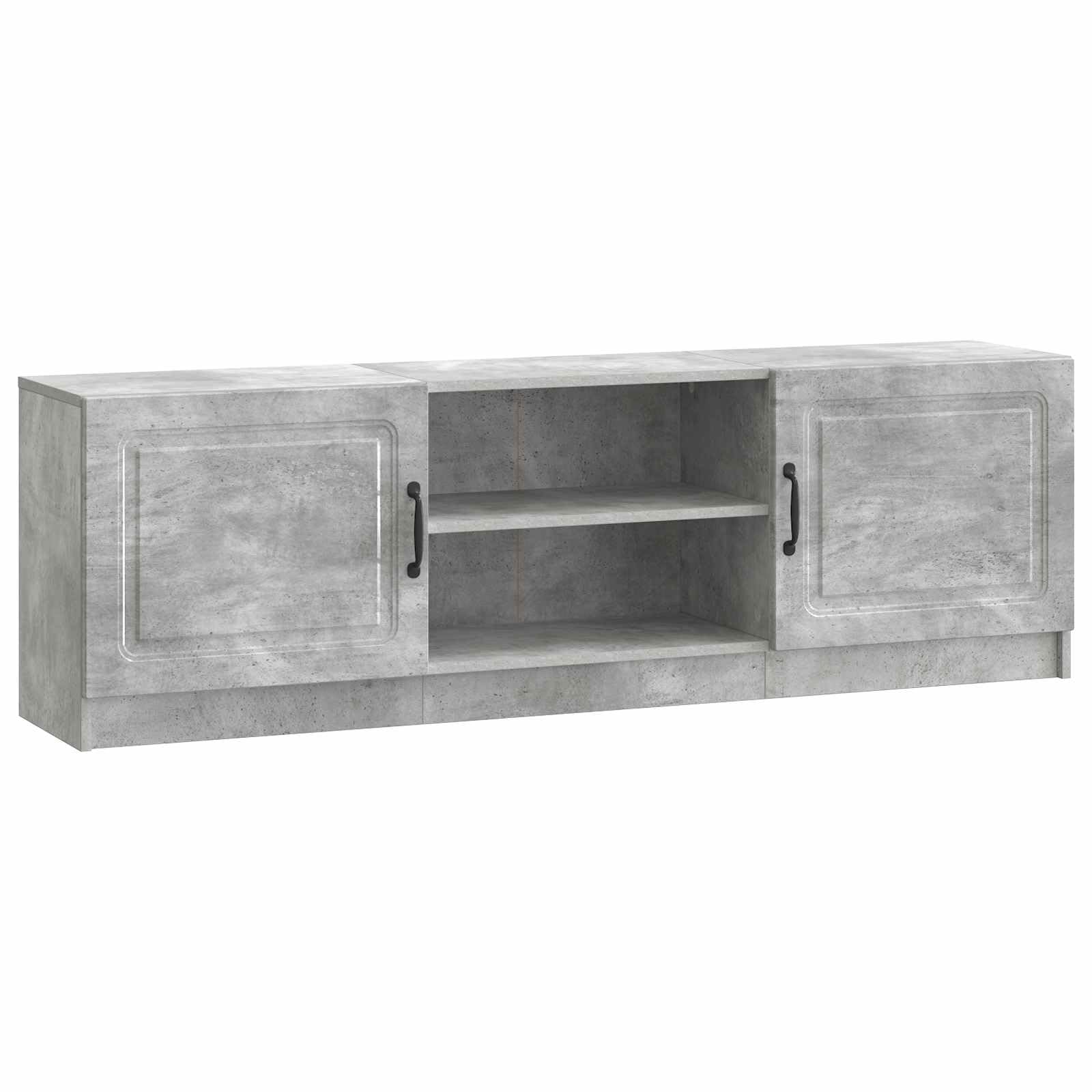 Mobile TV grigio cemento, 150 x 31 x 47 cm, mobile basso in legno, moderno, con ante oscillanti a 90 gradi e scaffale, elegante comò TV per soggiorno