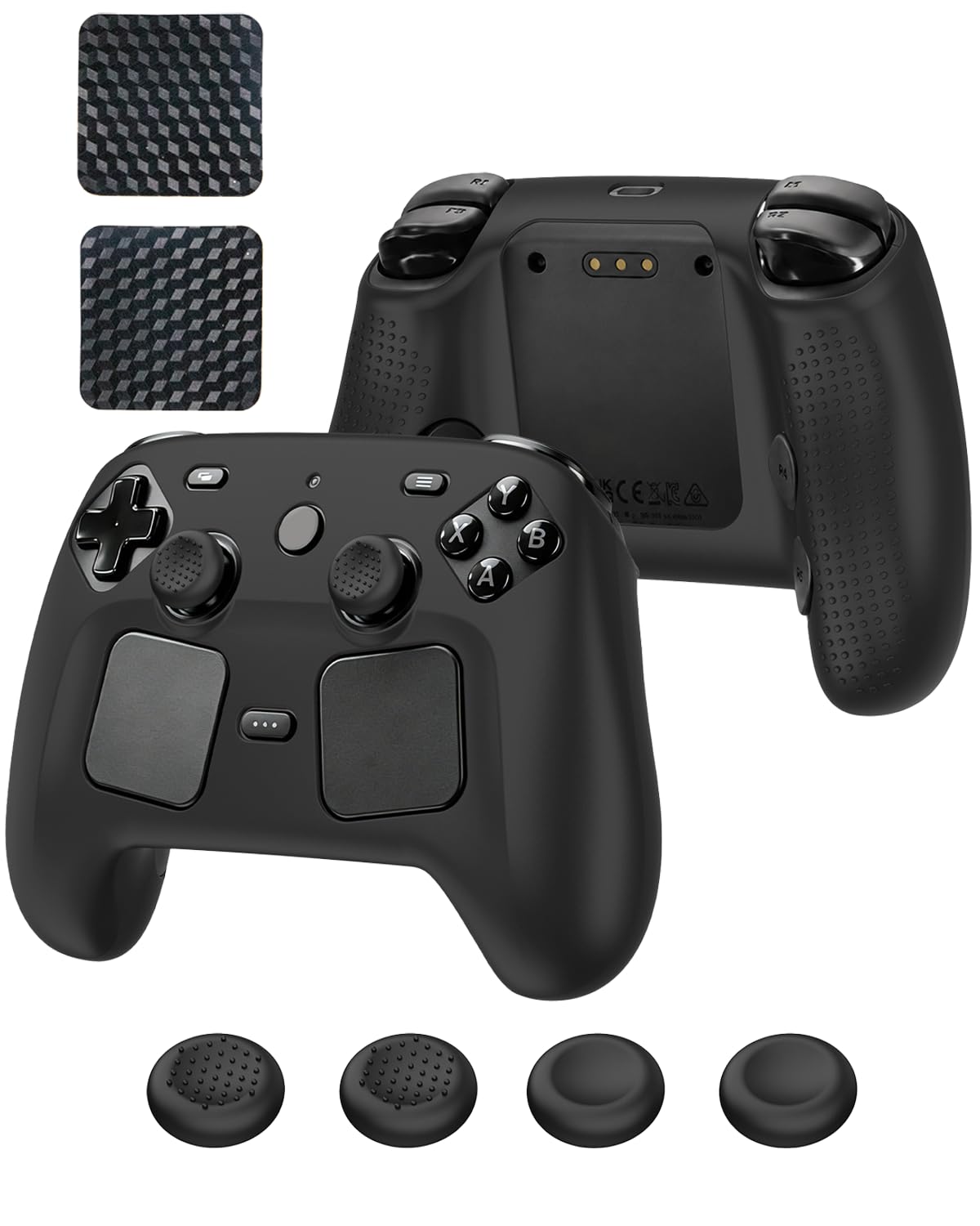yystao Silicone Protective Case for Valve Steam Controller 2026/Steam Controller 2, Anti-Slip Anti-Scratch Shockproof Cover with 4 Thumbstick Grip Caps, 2 Touchpad Protectors, Black