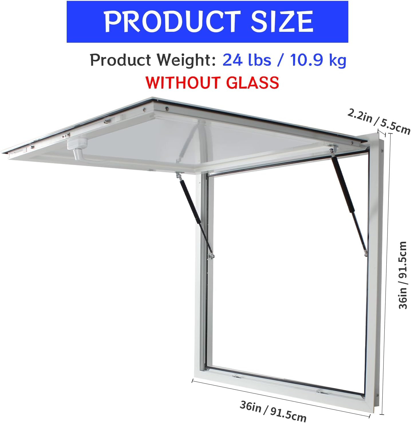 Concession Window 36x36 Inch Aluminum Alloy Sliding Windows for Food Truck, Serving Window with Awning Door, Glass Not Included