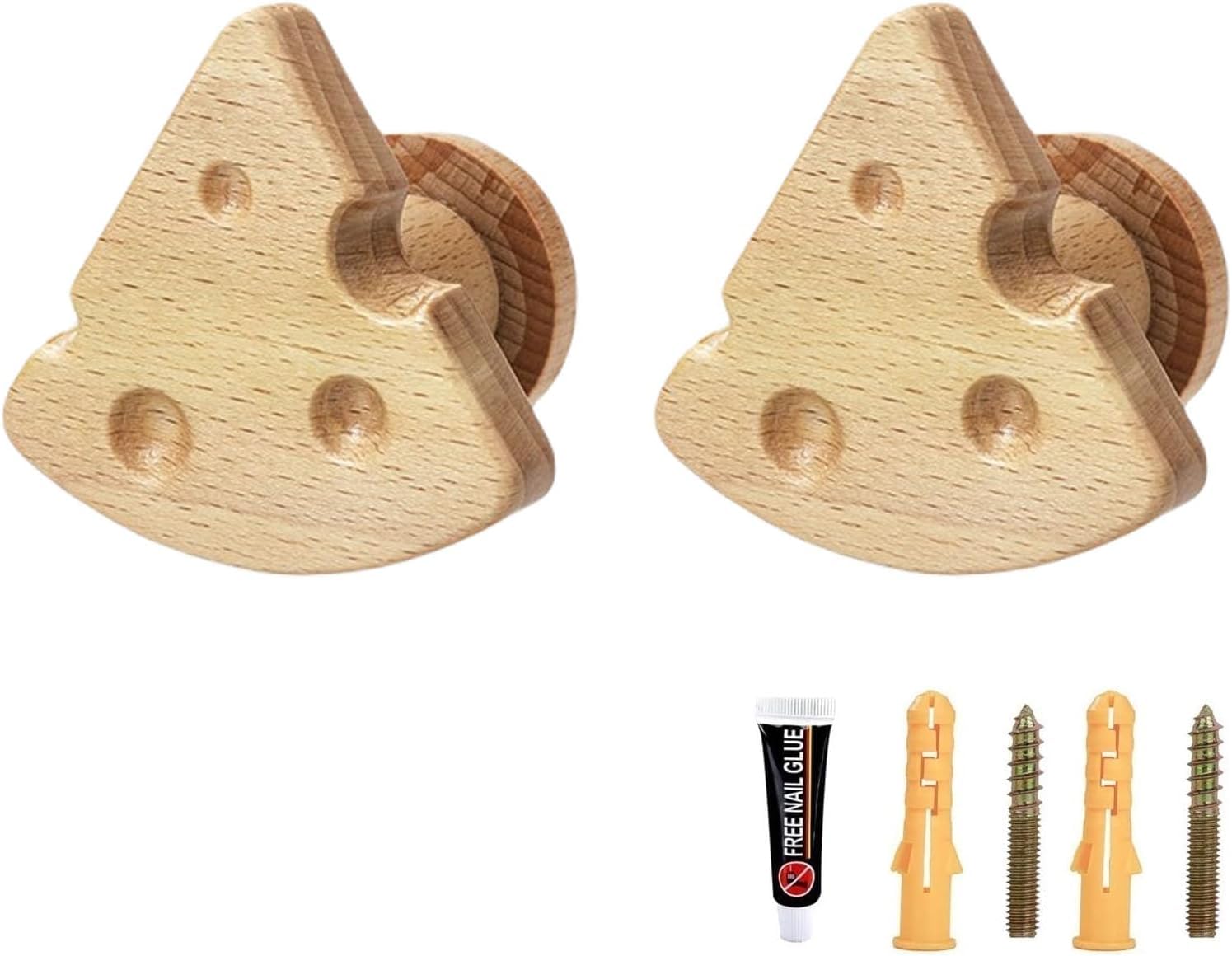 MOPAHCVT Clothing Racks Coat Hooks, Set of 2, Walnut, Self-Adhesive, for Bedroom Doors(Cheese)