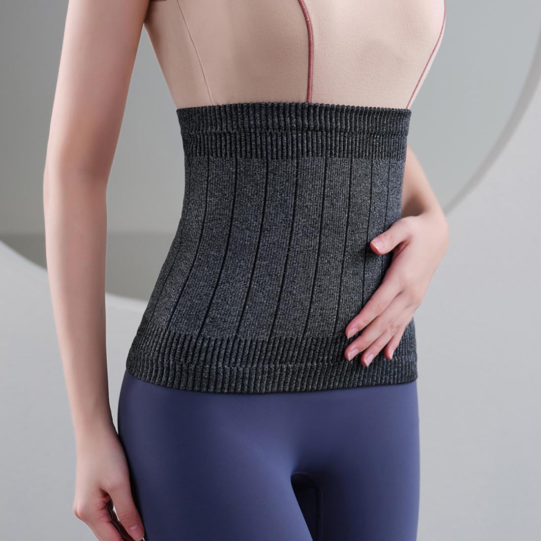 IKOPFLN L Gris Calentadores Lumbares Elástico Calentador De Riñón De Cachemira Suave Cintura Elástica Trasera Protector De Calentador De Cintura De Apoyo Para Cinturón