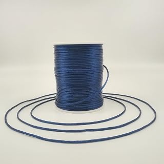 2 mm 330 Feet Satin Nylon Cord String for Jewelry Making Bracelet Necklaces Beading Thread Rattail Macrame Kumihimo Chinese Knot Craft Navy Blue