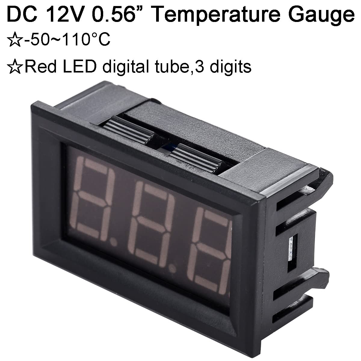 Greluma Termometro Digitale LED 0.56 Pollici 12V -50~110°C Sonda NTC Impermeabile Rosso