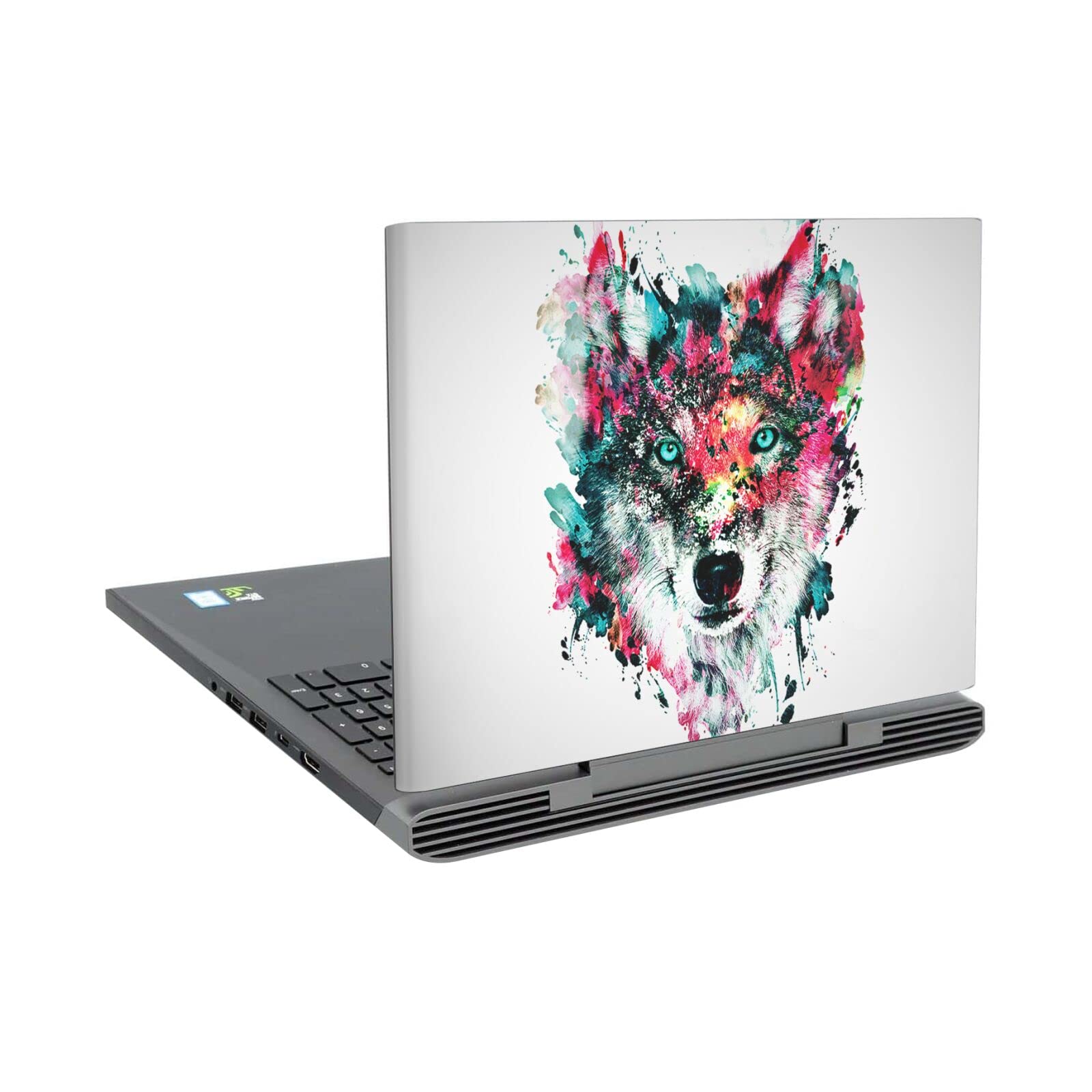 Loup animaux vinyle autocollant pour masquer rayures Dell