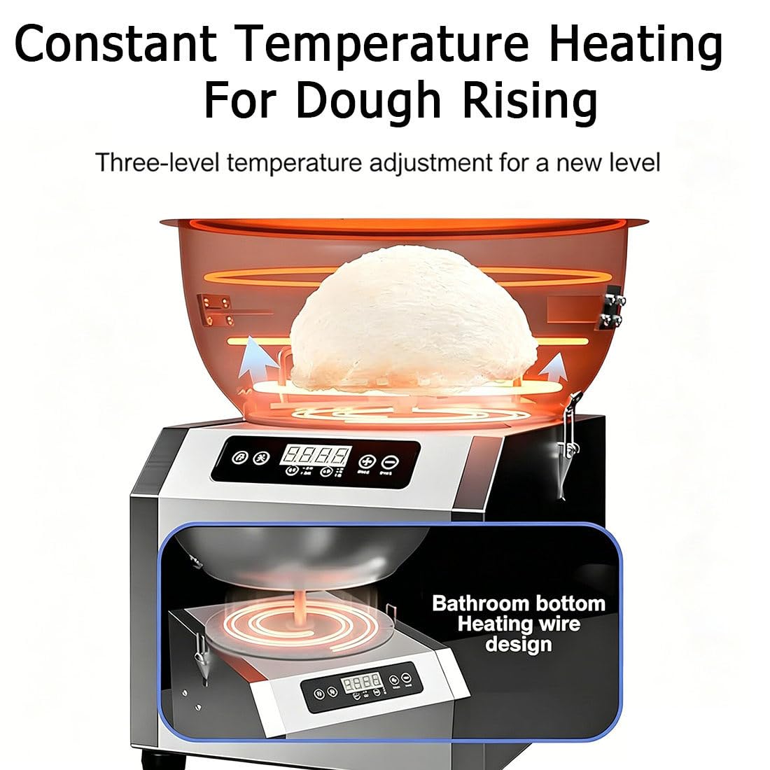 Macchina per Impasto in Acciaio Inox 2200w,Impastatrice Elettrica a Spirale,con Funzione di Fermentazione E Timer, Doppia Rotazione per Ristoranti, Panetterie E Pizzerie 5kg