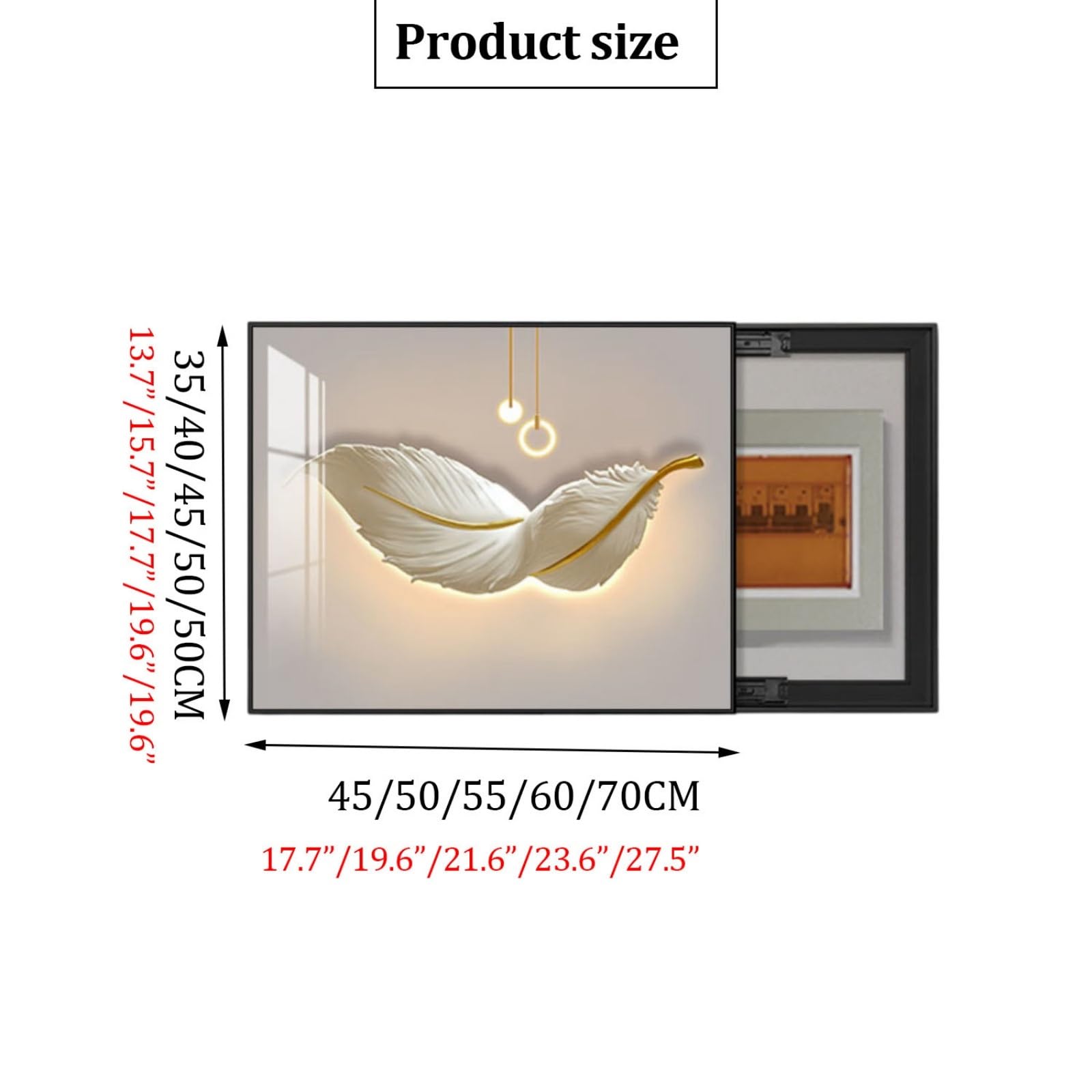 Cubierta decorativa para caja de interruptores, cubierta de distribución oculta, pulsador izquierdo, gabinete para caja de fusibles, panel eléctrico, interruptor de fusibles(A,45 * 35CM)