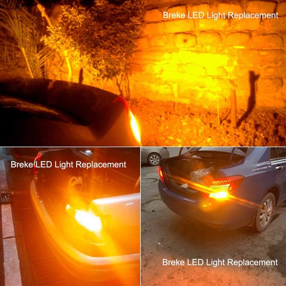 3157 3156 3057 4157 3056 LED Bulbs Amber Yellow12-24V Super Bright 850 Lumens Replacement For Brake Light Bulbs (Pack of 4)