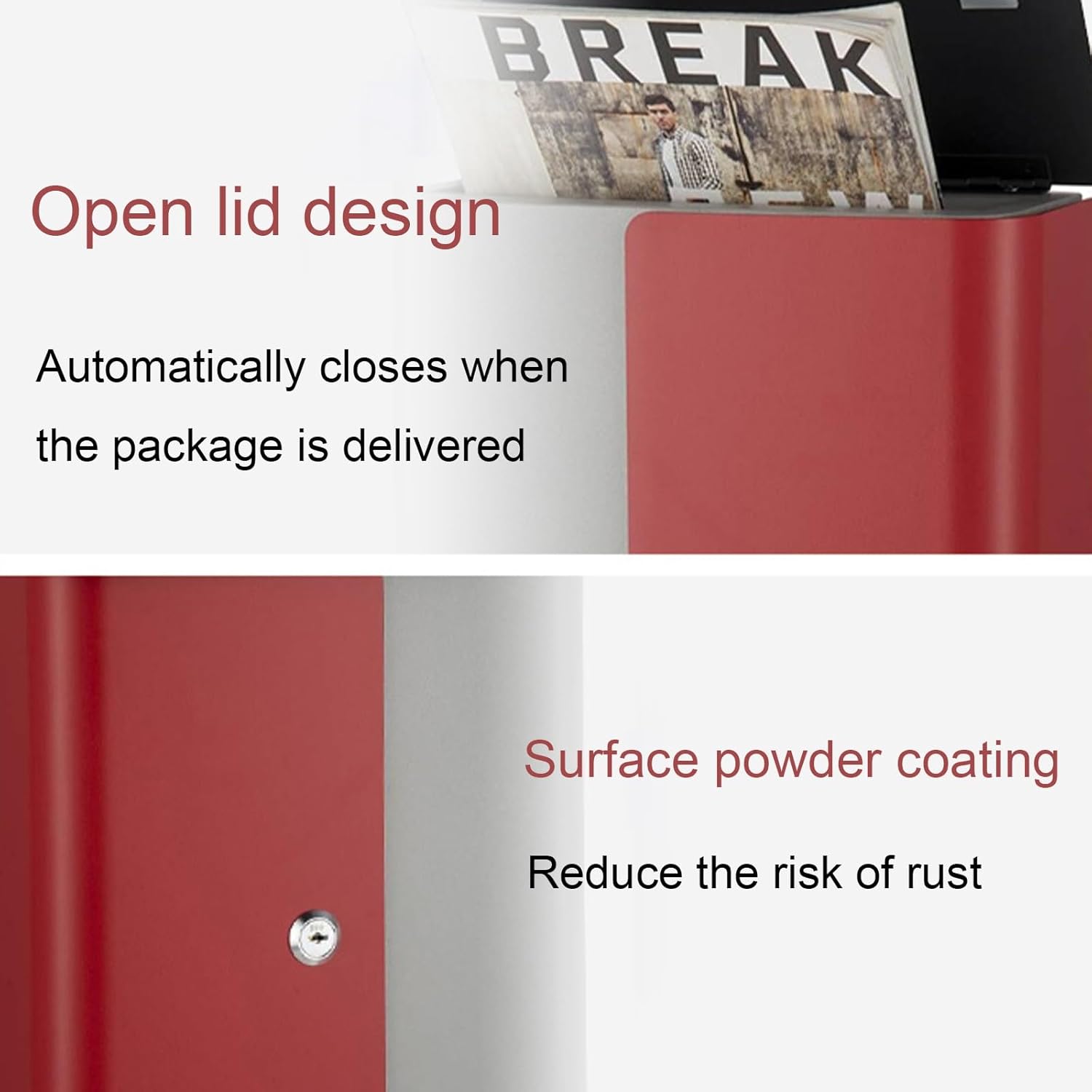 Locking Mailbox Wall Mounted, Mail Boxes with Key Lock, Modern Wall Mount Mailbox, Rust Resilient Galvanized Mailbox, Large Capacity Mailbox