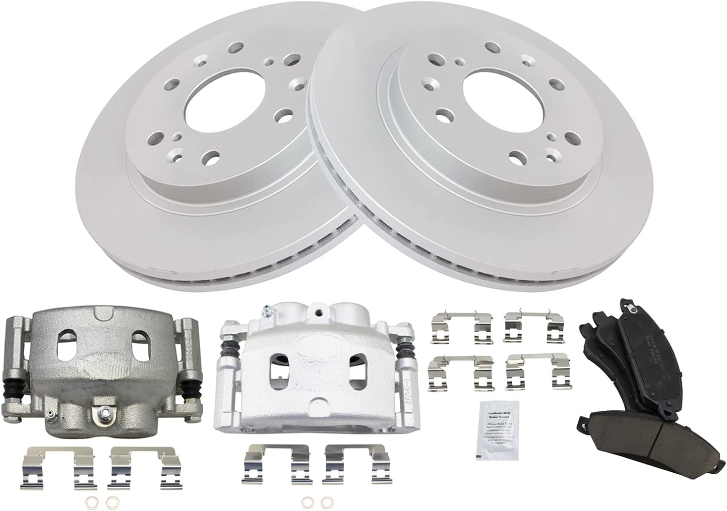 TRQ Front Brake Calipers Ceramic Pads & Rotors Compatible with 05-06 Sierra Silverado Tahoe