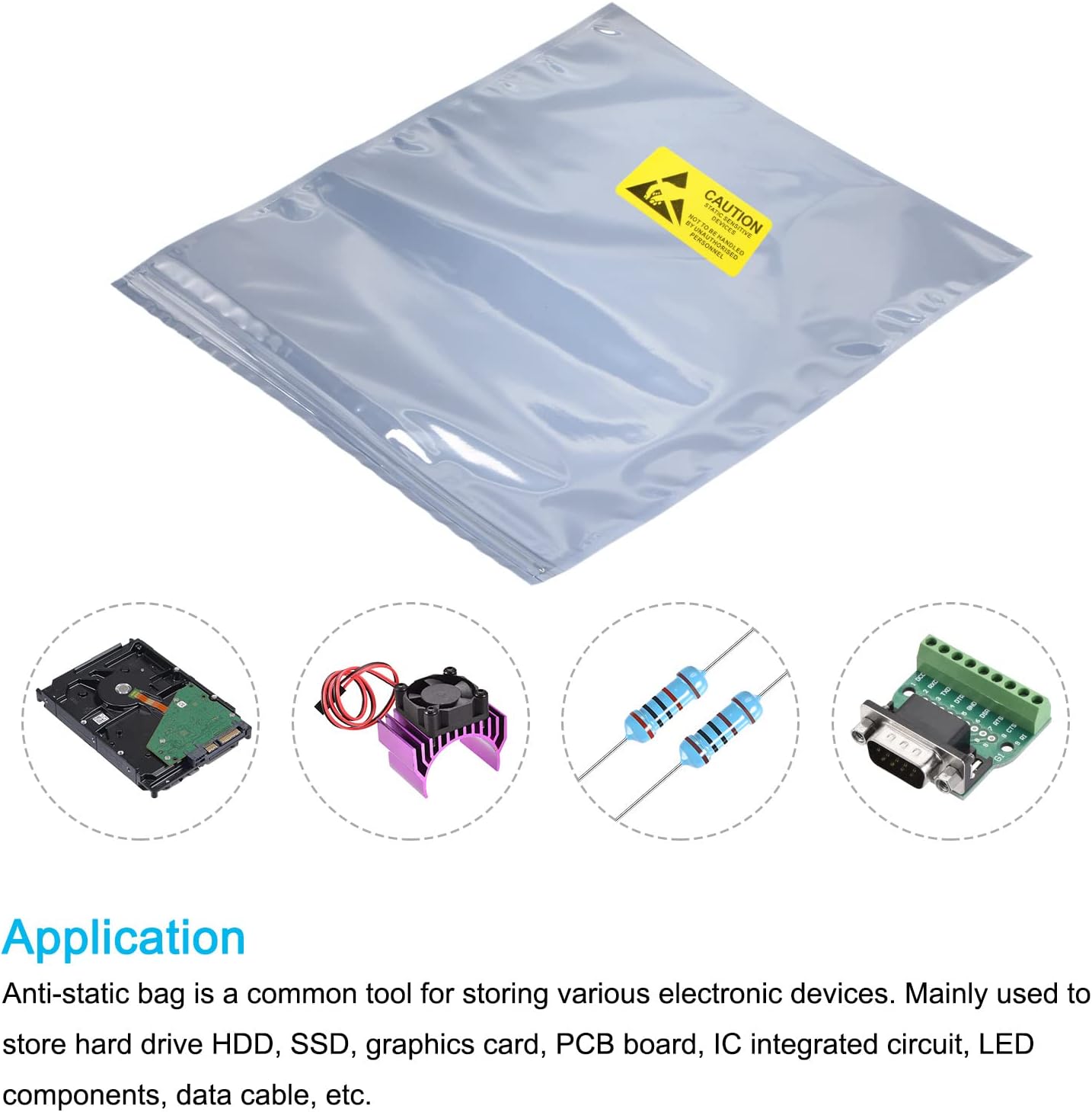 MECCANIXITY Anti Static Bags Shielding Bag 20pcs 12x16inch(30x40cm) Resealable with Labels for Hard Drive HDD SSD