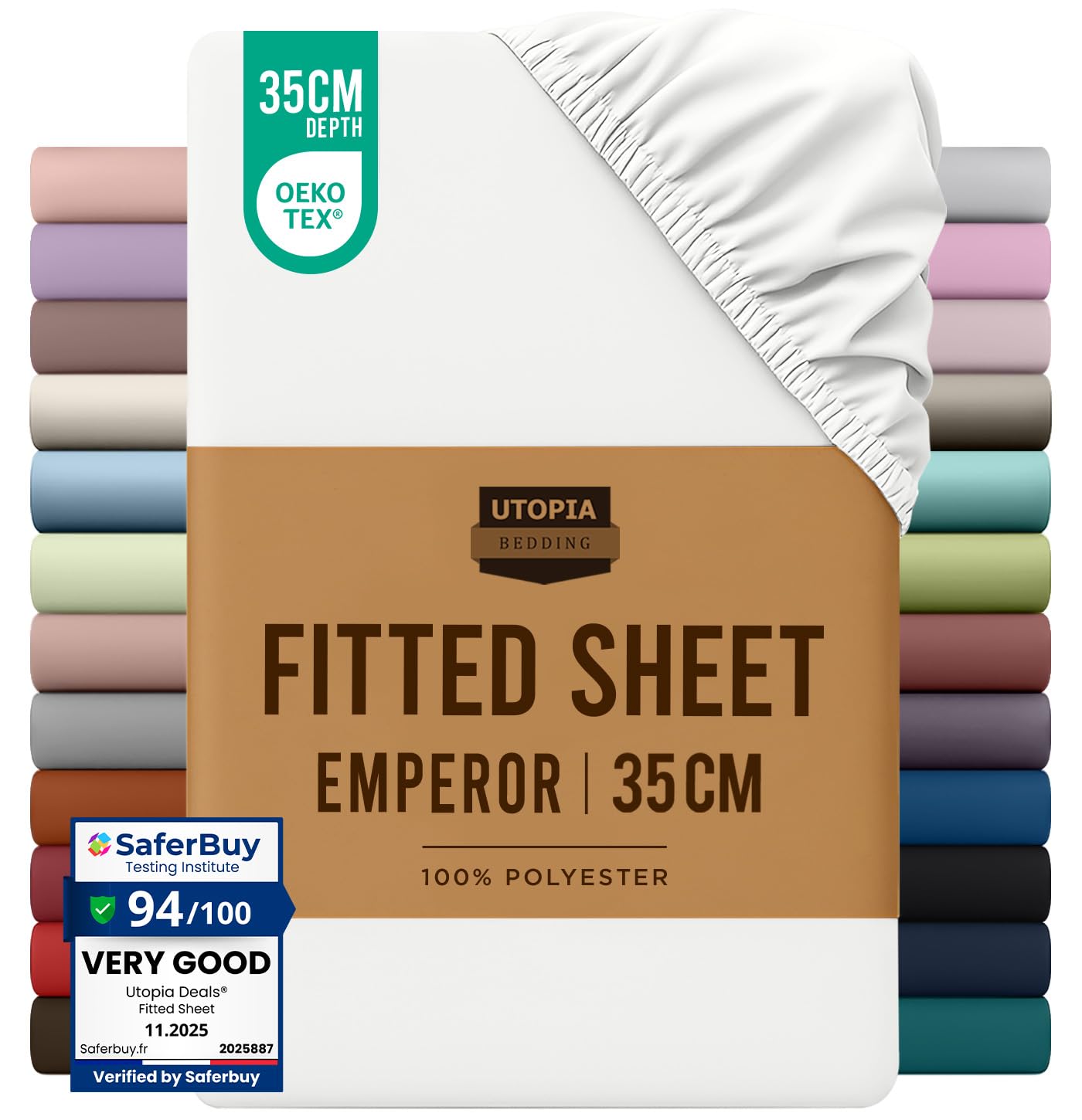 Utopia Bedding Fitted Sheet King, White - Deep Pocket 14 inch (35 cm) - Easy Care - OEKO-TEX Certified - Soft Brushed Microfibre Fabric - Shrinkage and Fade Resistant - Bottom Sheet — view 108