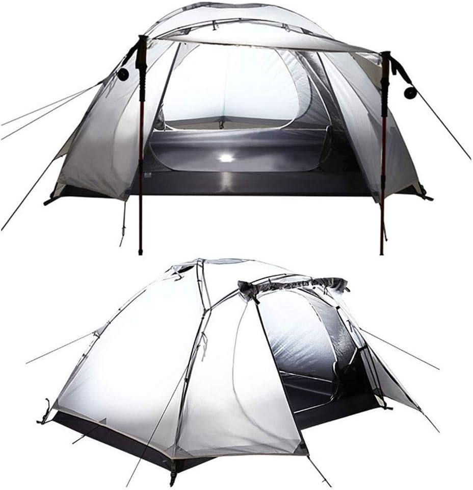 Easy to Assemble 2 Person Dome Tents Outdoor Windproof UV Protection Double Layer Camping Tent Grey