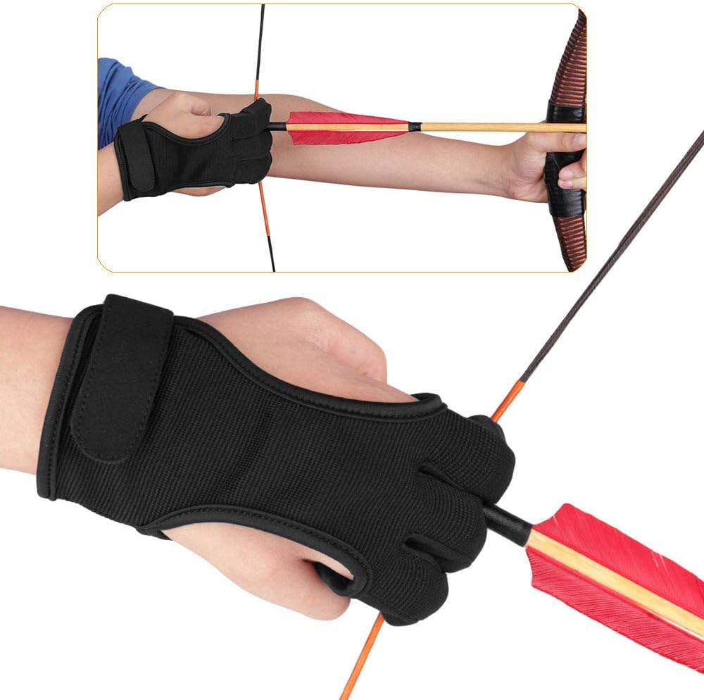 KRATARC Archery Gloves Finger Protector Youth Kids Shooting Hunting Arrow Bow for Boys Girls Protective Gear Accessories (Black (11~13Y/O)) : Sports & Outdoors