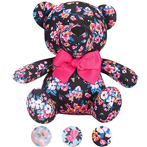 Blueberry Pet Gift Toys For Puppies & Dogs, 6", Made Well Elegant Floral Print Sleek Black Happy Bear Designer Squeak Plush Small Dog Toy #TOP6