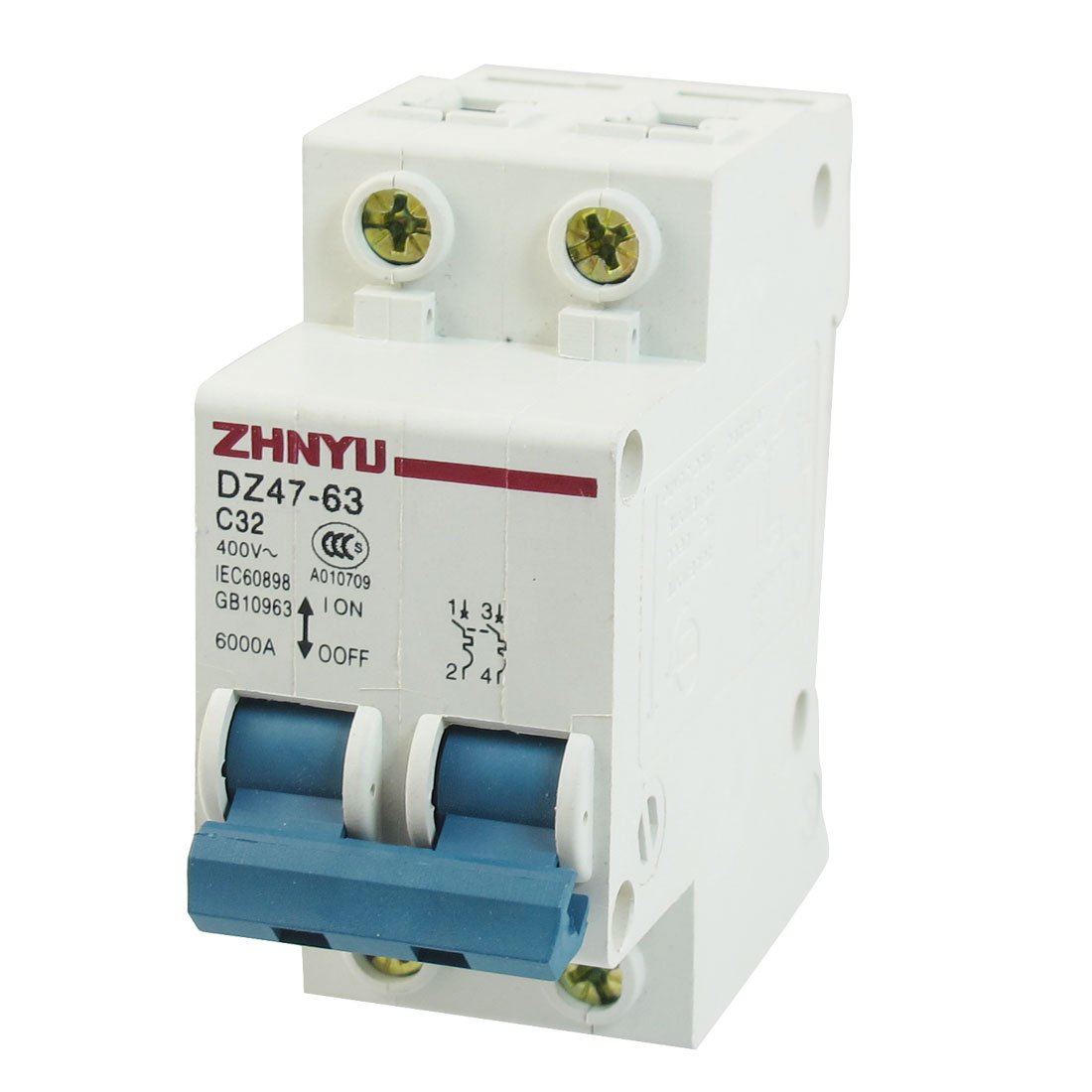 Disjoncteur DZ47-63 C32 pour stopper les surcharges et courts-circuits 400V