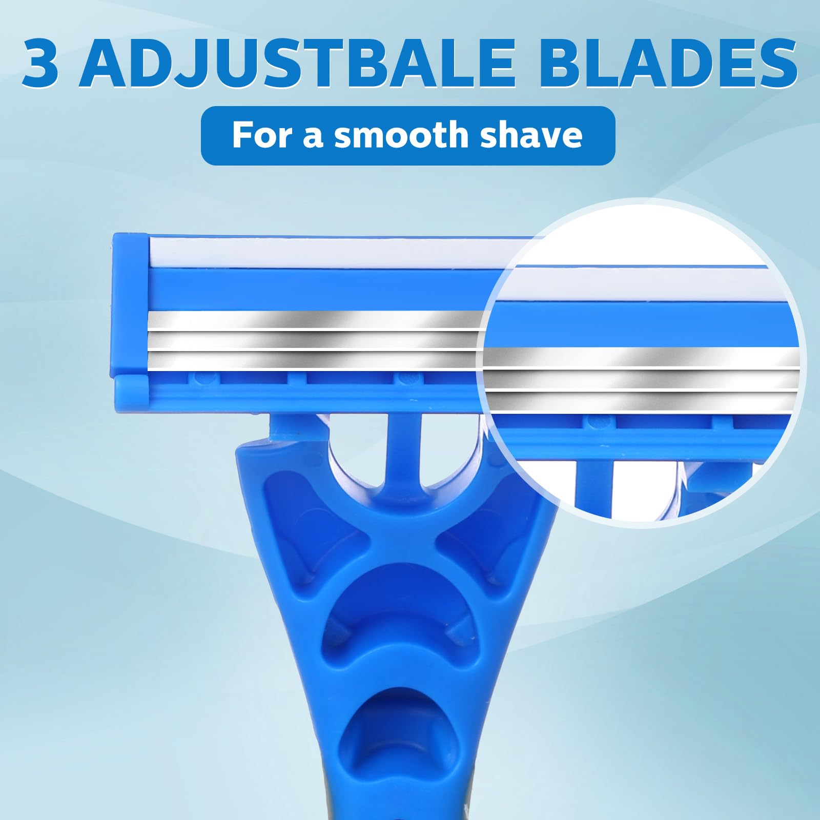 Juego de 50 maquinillas de afeitar desechables de tres cuchillas para hombres a granel, juego de 3 cuchillas desechables para piel sensible, maquinilla de afeitar desechable para un afeitado