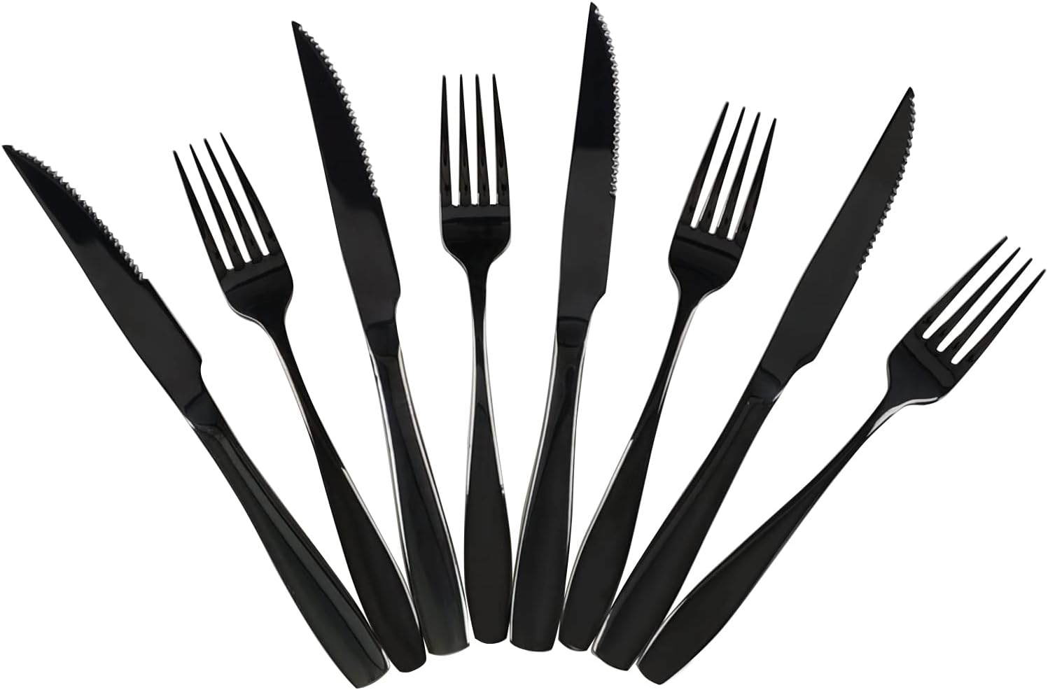 Wekioger Black Stainless Steel Steak Knife and Fork Set, 8
