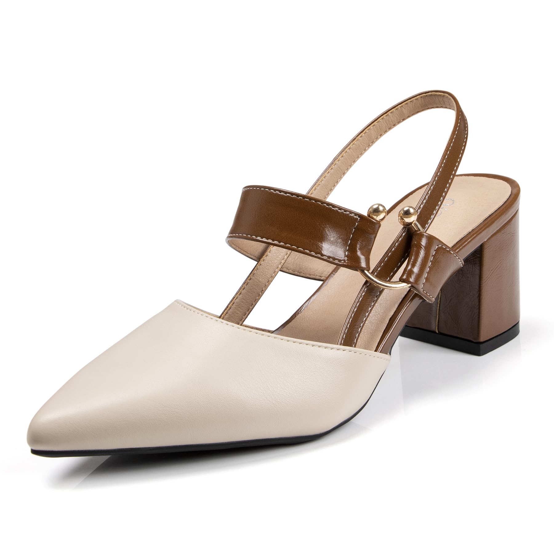 Pointed Sling Back Block Heels Women's Dress Strappy Chunky Heels Shoes for Women Closed Toe 2 inch Low Heel Comfortable Party Slip on Mules Pumps | Scarpe da donna a punta chiusa con tacco grosso, comode, casual, con cinturino, per feste, lavoro, ufficio