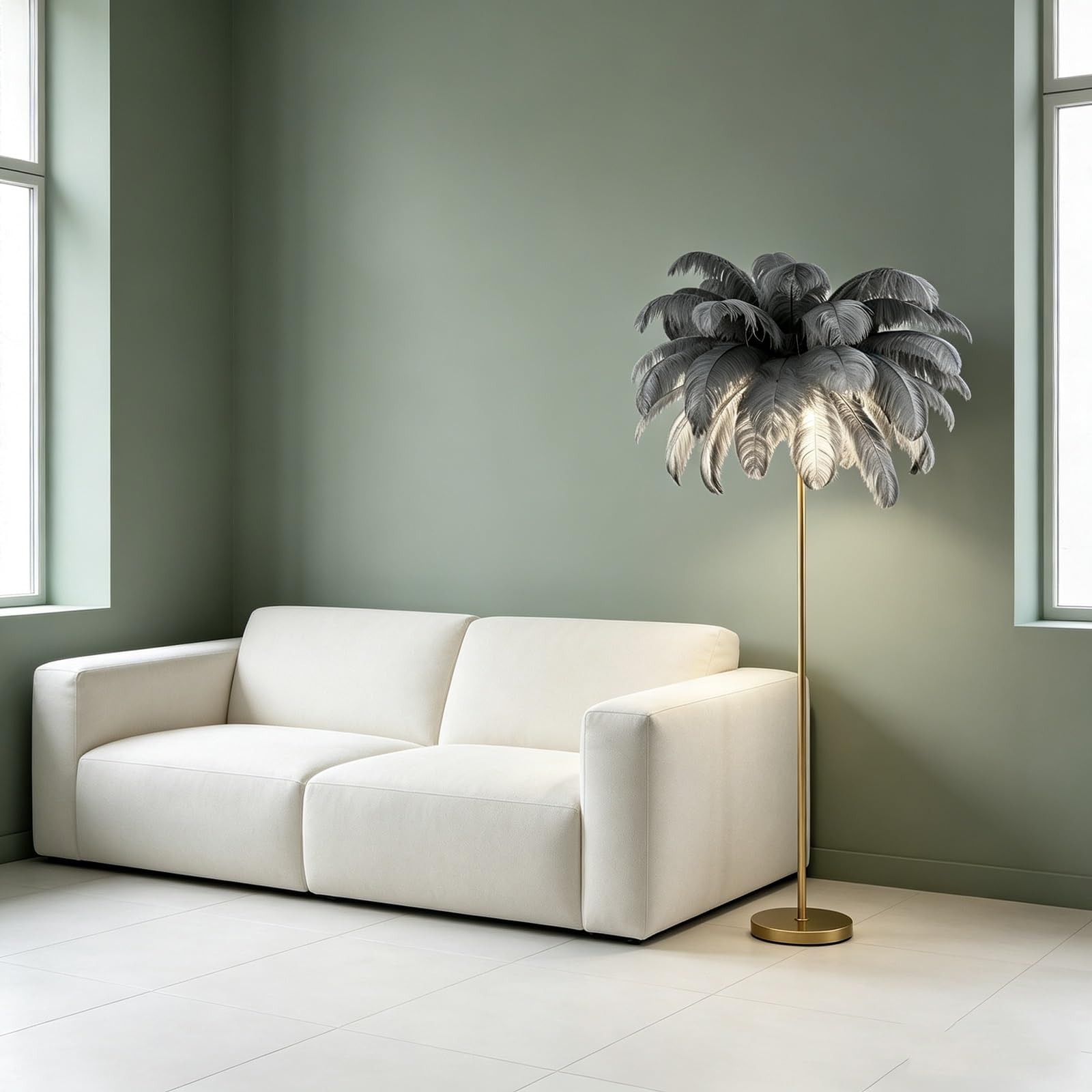 LCNDKF Luxury Feather Standing Floor Lamp
