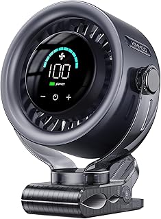 KIMMOO Clip on Fan Rechargeable, 6 Inch Battery Operated Desk Fan, Black