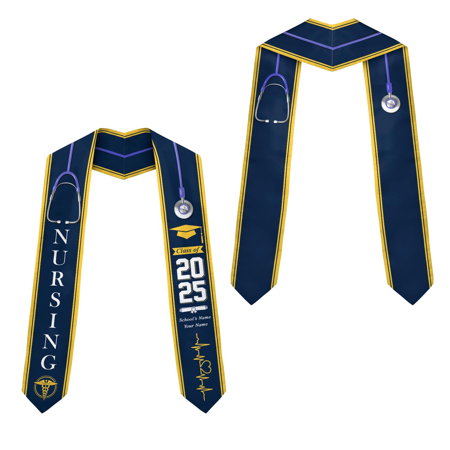 Customized Nursing Graduation Stole/Sash, RN Nurse Stole Graduate 2025, Class of 2025 With Medical Logo Grad 1