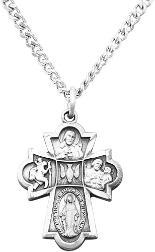 Rosemarie Collections Pequeño collar religioso con colgante de cruz de cuatro vías de 18", Metal