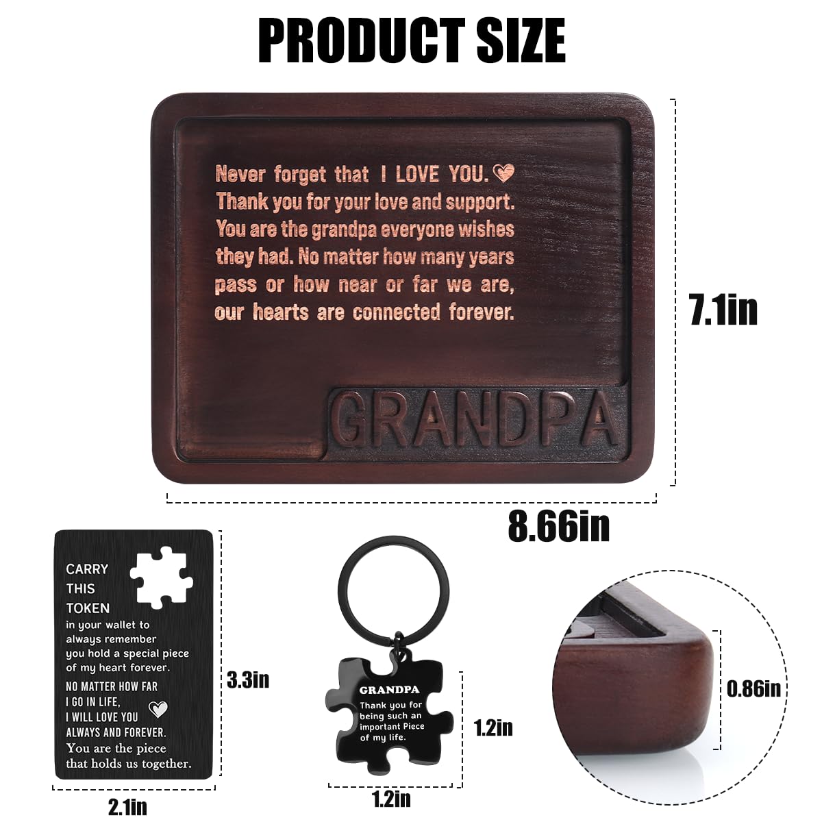 Grandpa Gifts, Christmas Birthday Gift for Grandpa, Unique Gifts for New Grandpas from Grandkids, Good Gift for Grandpas Grandfather Wood Valet Tray Set