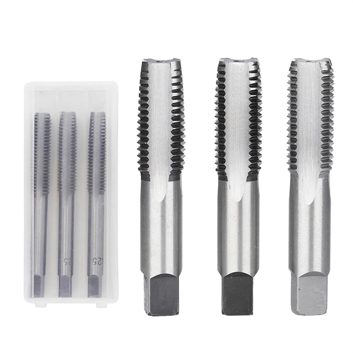 3Pcs HSS Machine Thread Screw Taps M2-M24 Straight Fluted Screw Thread Tap Metric Hand Taps Drill Bit Set Hand Tools(3pcs M12x1.75)