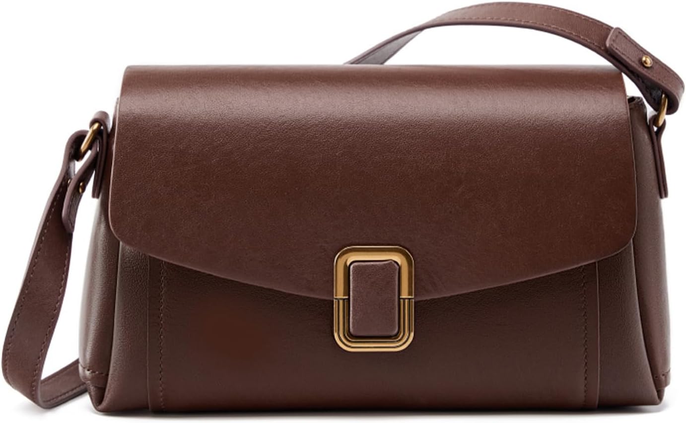 MoreFarther Genuine Leather Crossbody Bag for Women, Removable Satchel Adjustable Shoulder Bag