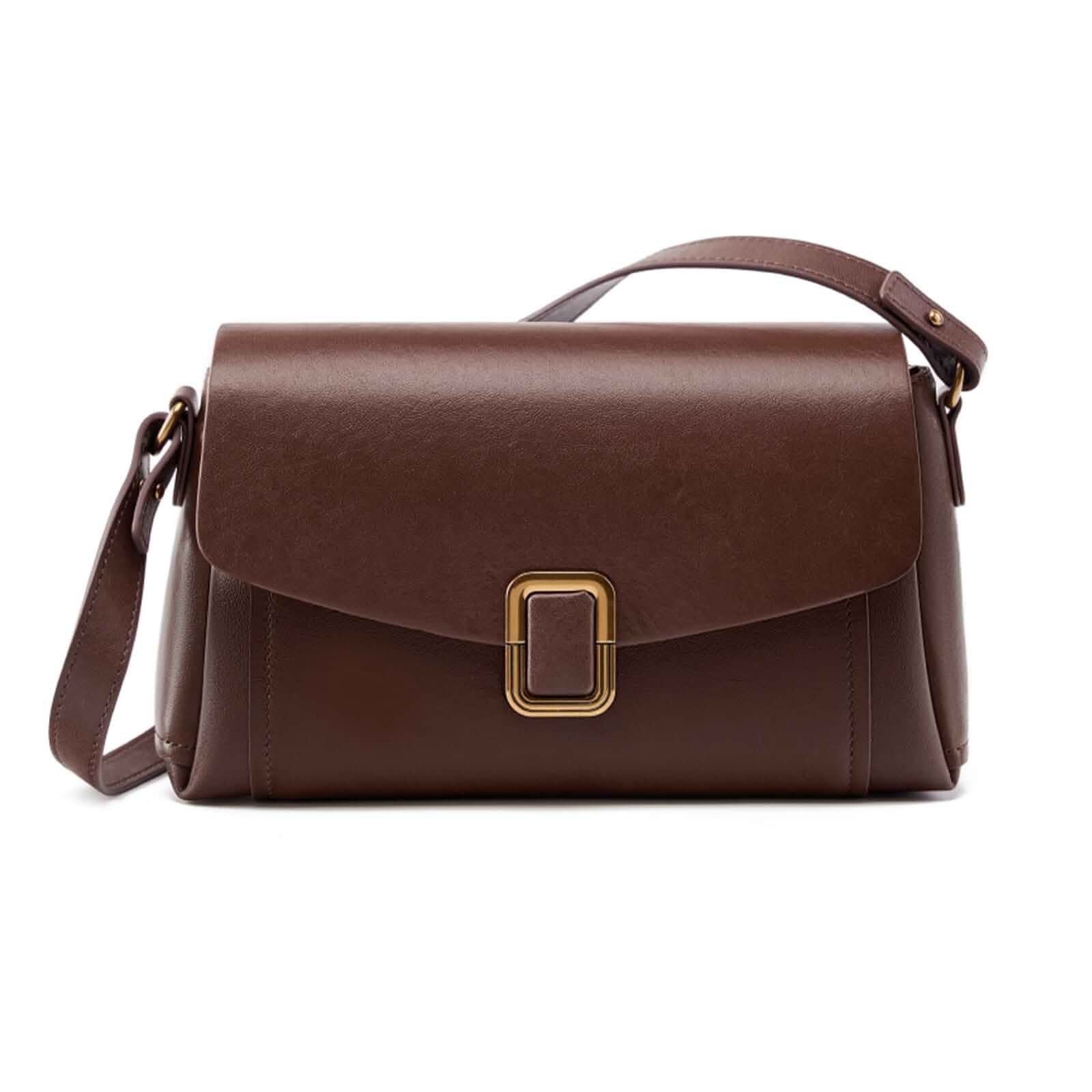 Genuine Leather Crossbody Bag for Women, Adjustable Shoulder Bag Lightweight Satchel Handbag, 2 Detachable Straps, Travel, Everyday, Work, Gift