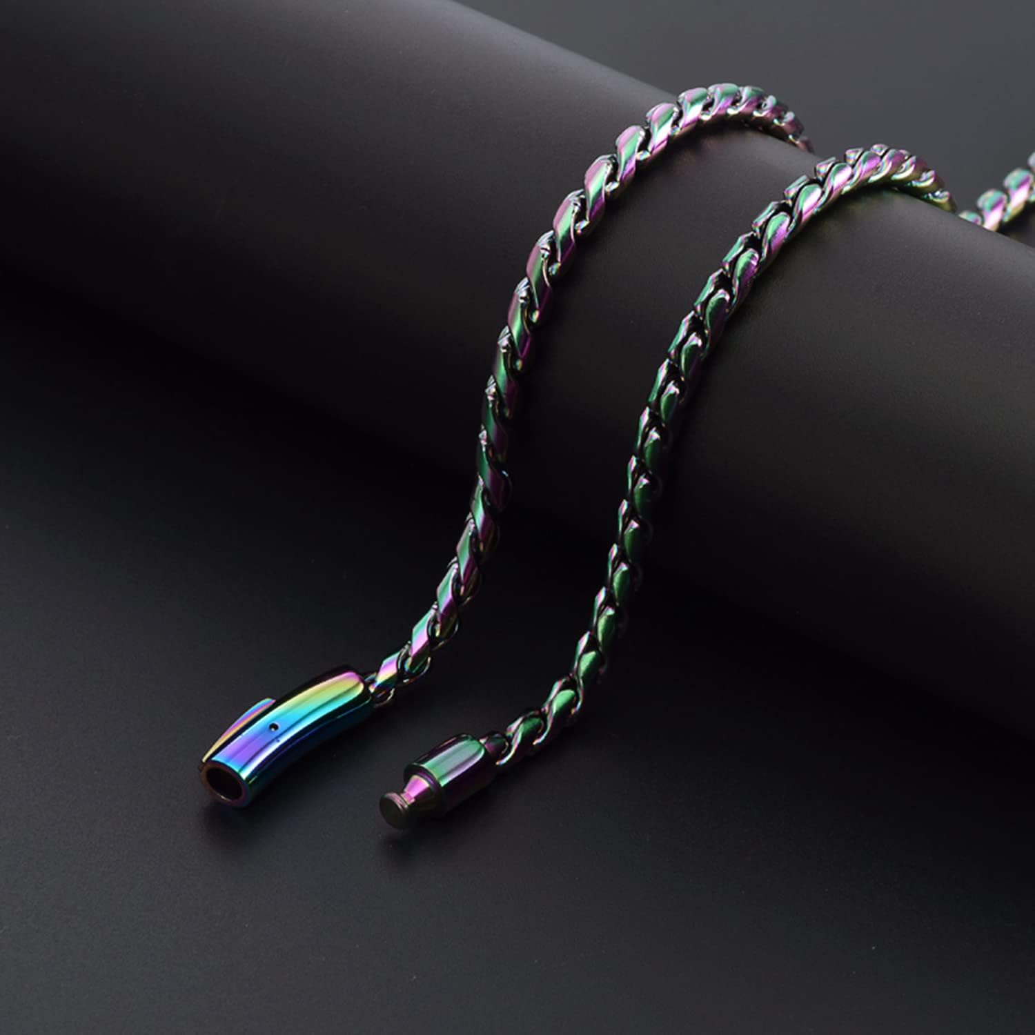 ROWIN&CO 6mm Multi-Color Chain Necklace Rainbow Stainless Steel Diamond Cut Miami Curb Cuban Link Necklace, Nickel-free, Colorful Chains, Hip hop Jewelry Choker Chain, 18-35 inch - Image 8