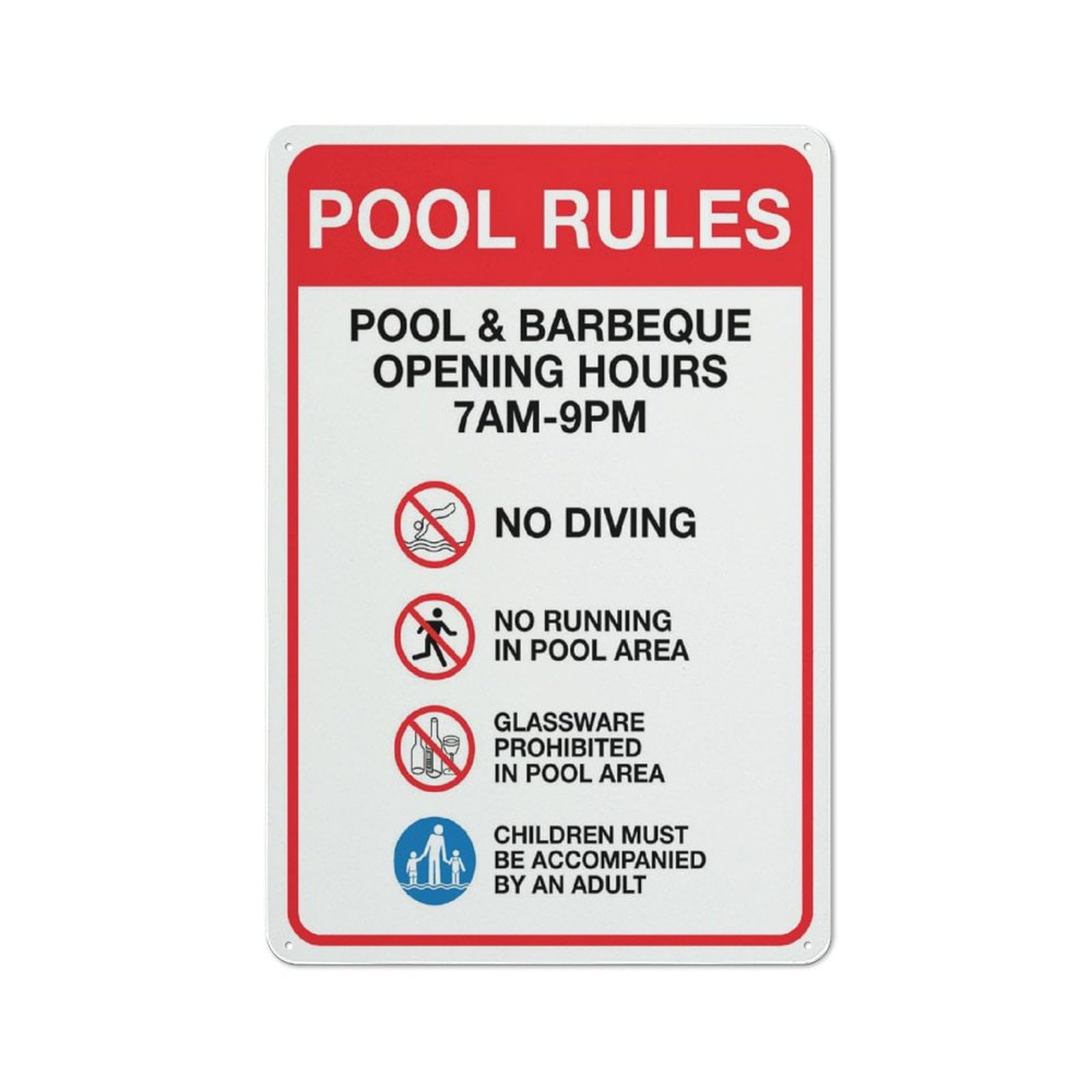 Pool Rules And Barbeque Wall Art Decor Plaque for Cafe Farm Garage Garden Yard Tin Sign 8x12 Inch