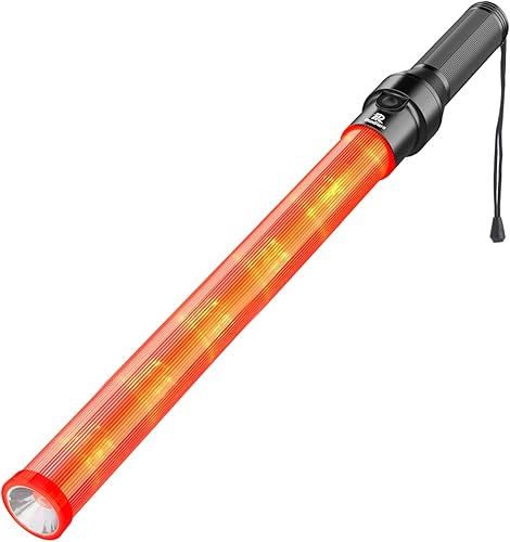 Miniatura 7 de Paquete de 1 varita de tráfico, bastón de control de tráfico de 21 pulgadas, varitas de luz de seguridad nocturna con 3 modos intermitentes, varita