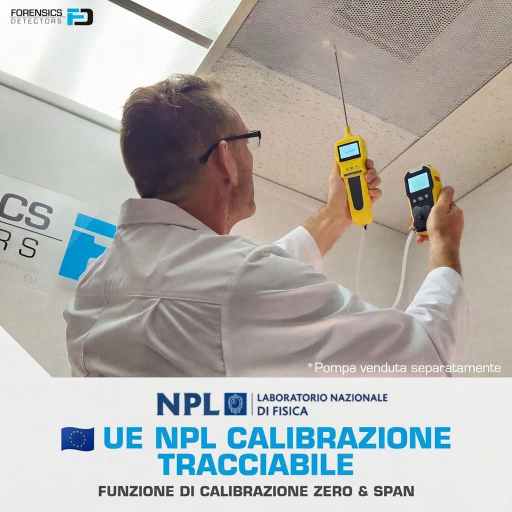 Rilevatore Multigas | Certificato di Calibrazione EU | O2, CO, H2S, LEL | Ricarica USB | Allarmi Sonori, Luminosi e a Vibrazione |