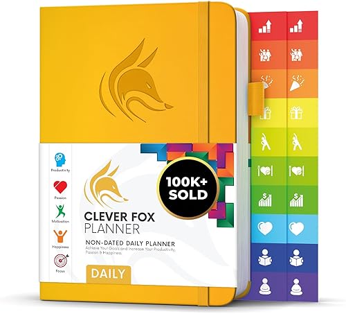 Clever Fox - Planificador diario, la mejor agenda y calendario diario para aumentar la productividad, la felicidad y alcanzar tus objetivos en 2020,
