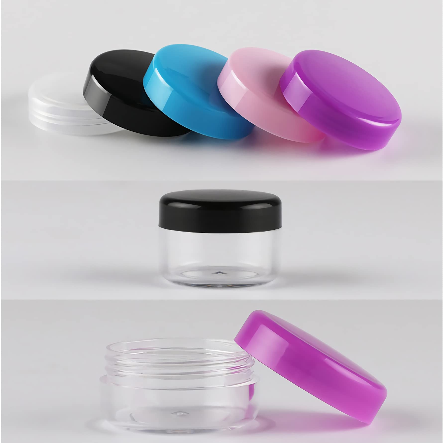 60 Pezzi 20ml Trasparente Plastica Crema Barattoli Vasetto con coperchio Nero per Stoccaggio di Viaggi, Pillole, Maschera,Crema per gli occhi,Balsamo Labbra Campione